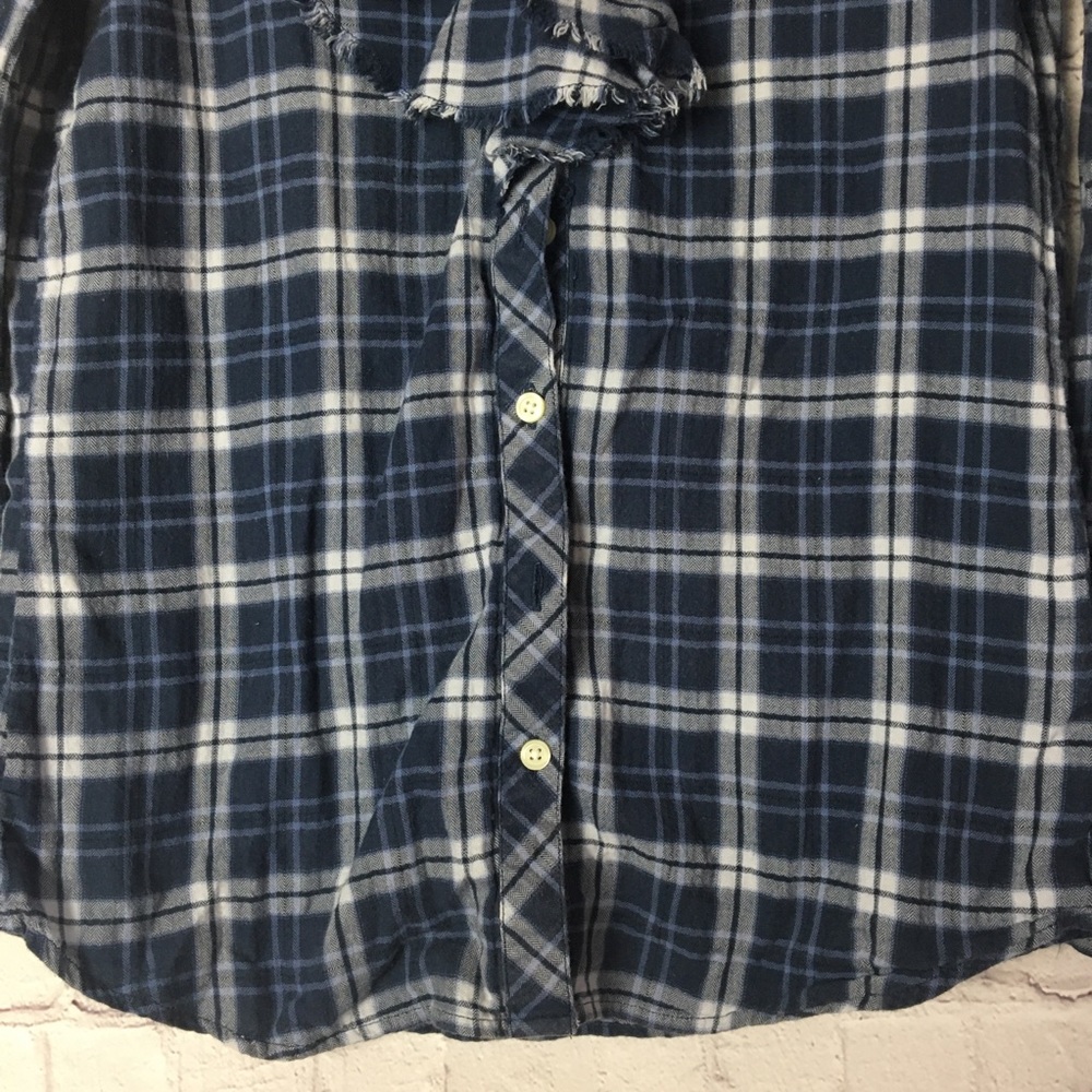 Banana Republic Blue Plaid Flannel Ruffle Shirt - Picture 10 of 16